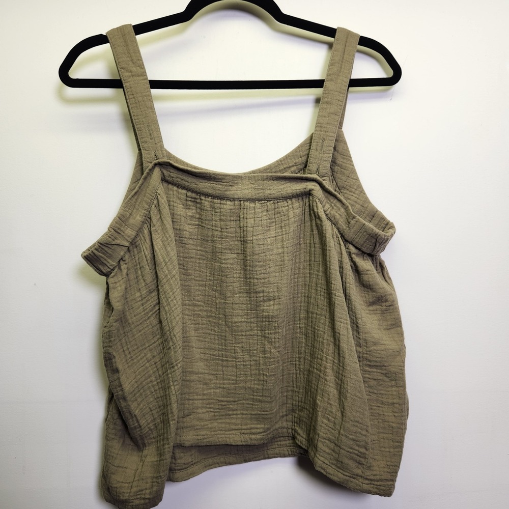 Pact Women's Coastal Double Gauze Breezy Cami Lrg Organic Cotton Olive Green - Picture 2 of 9